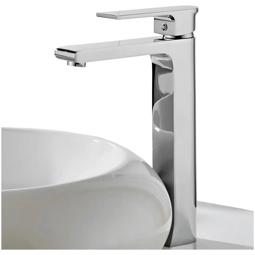 Silver Basin Tap Faucet Mixer Chrome Square for Bathroom Toilet Wash Basins Hot and Cold Water, 12 Inches Height