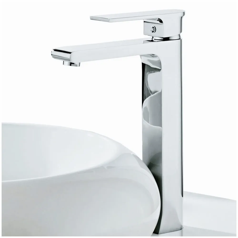 Silver Basin Tap Faucet Mixer Chrome Square for Bathroom Toilet Wash Basins Hot and Cold Water, 12 Inches Height