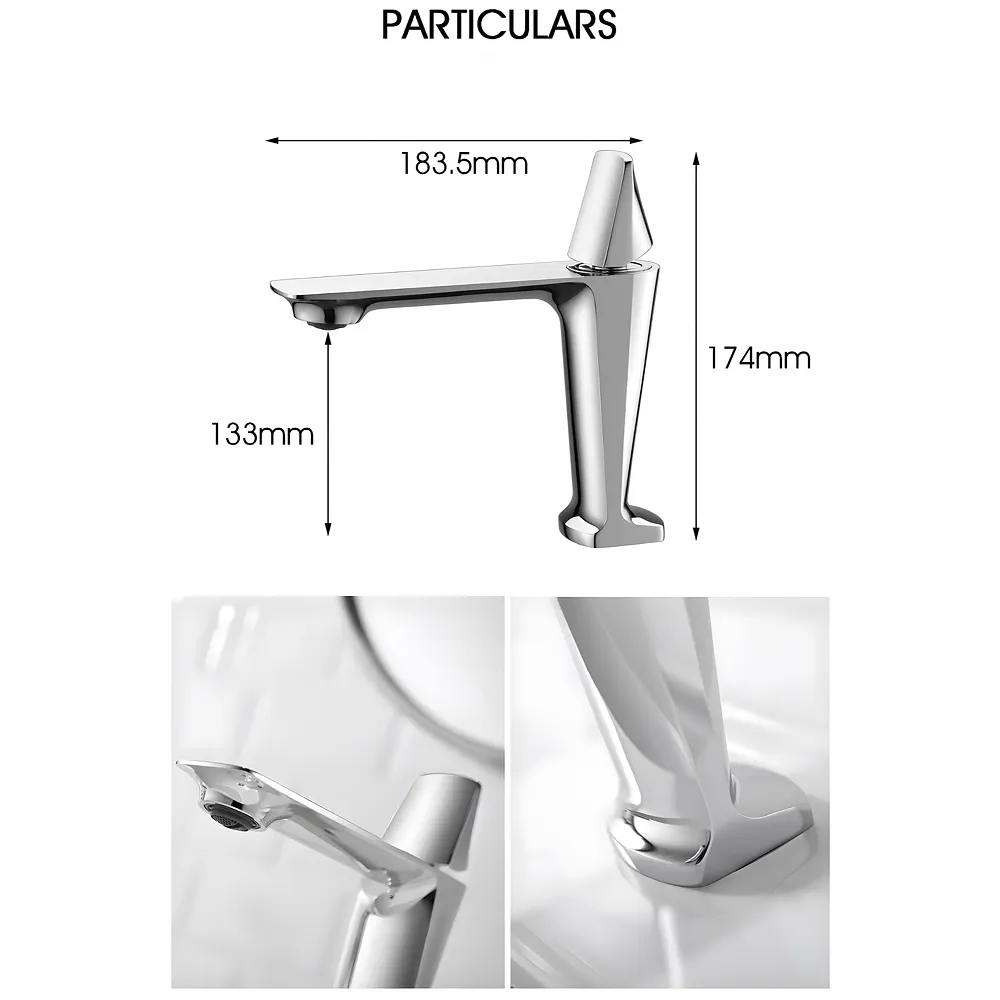 Gold Faucet Tap Mixer Hot and Cold Water Heavy Single Lever Basin Mixer with Ceramic Cartridge for Bathroom Wash Basins - 17.4 Cm x 18.3 Cm Golden - Premium