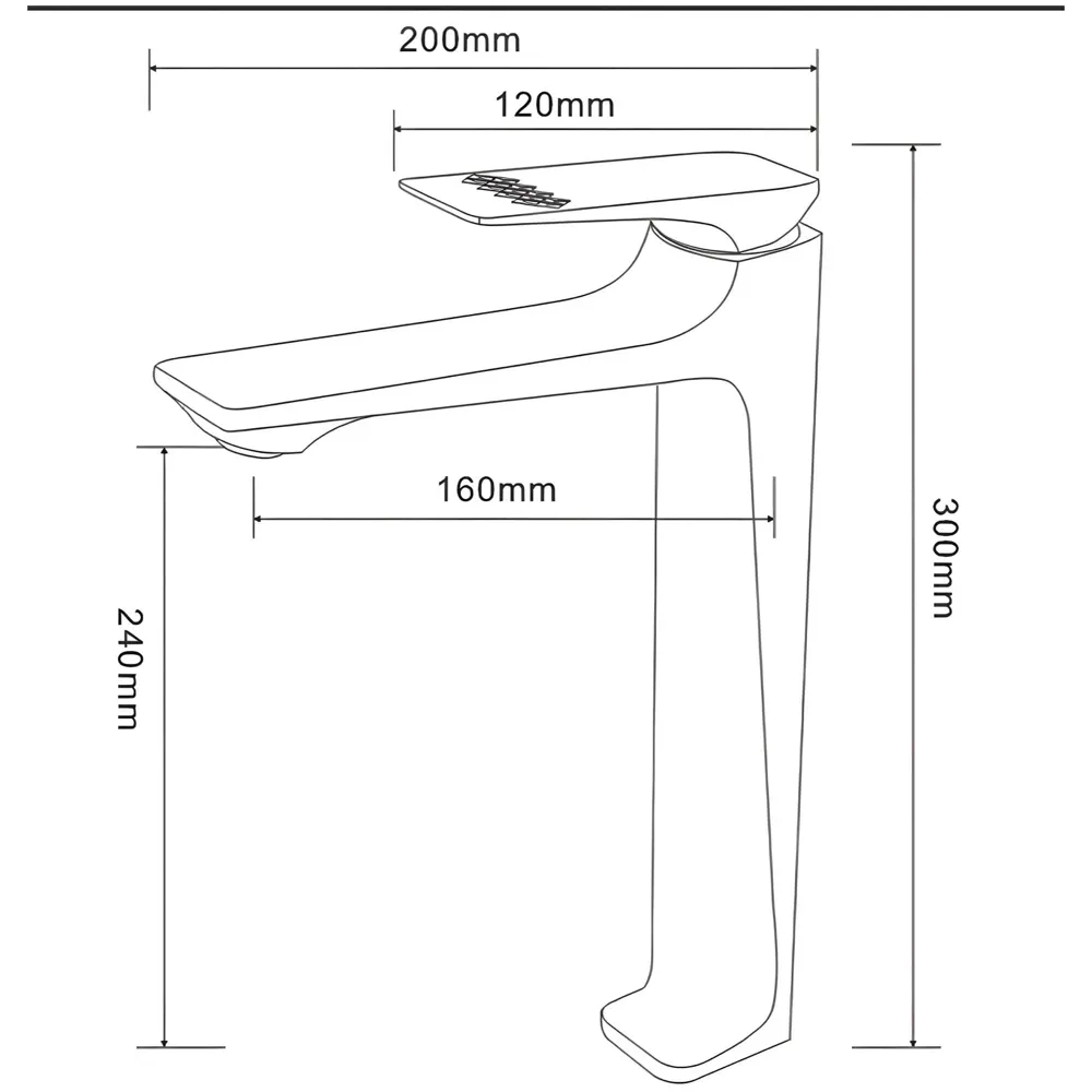 Black Tall Faucet Tap Mixer Hot and Cold Water Heavy Single Lever Basin Mixer with Ceramic Cartridge for Bathroom Wash Basins - 30 Cm x 20 Cm Black