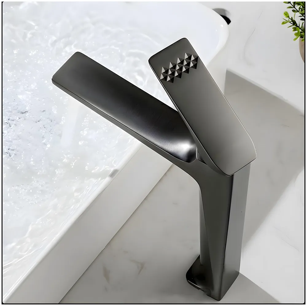 Black Tall Faucet Tap Mixer Hot and Cold Water Heavy Single Lever Basin Mixer with Ceramic Cartridge for Bathroom Wash Basins - 30 Cm x 20 Cm Black - Premium