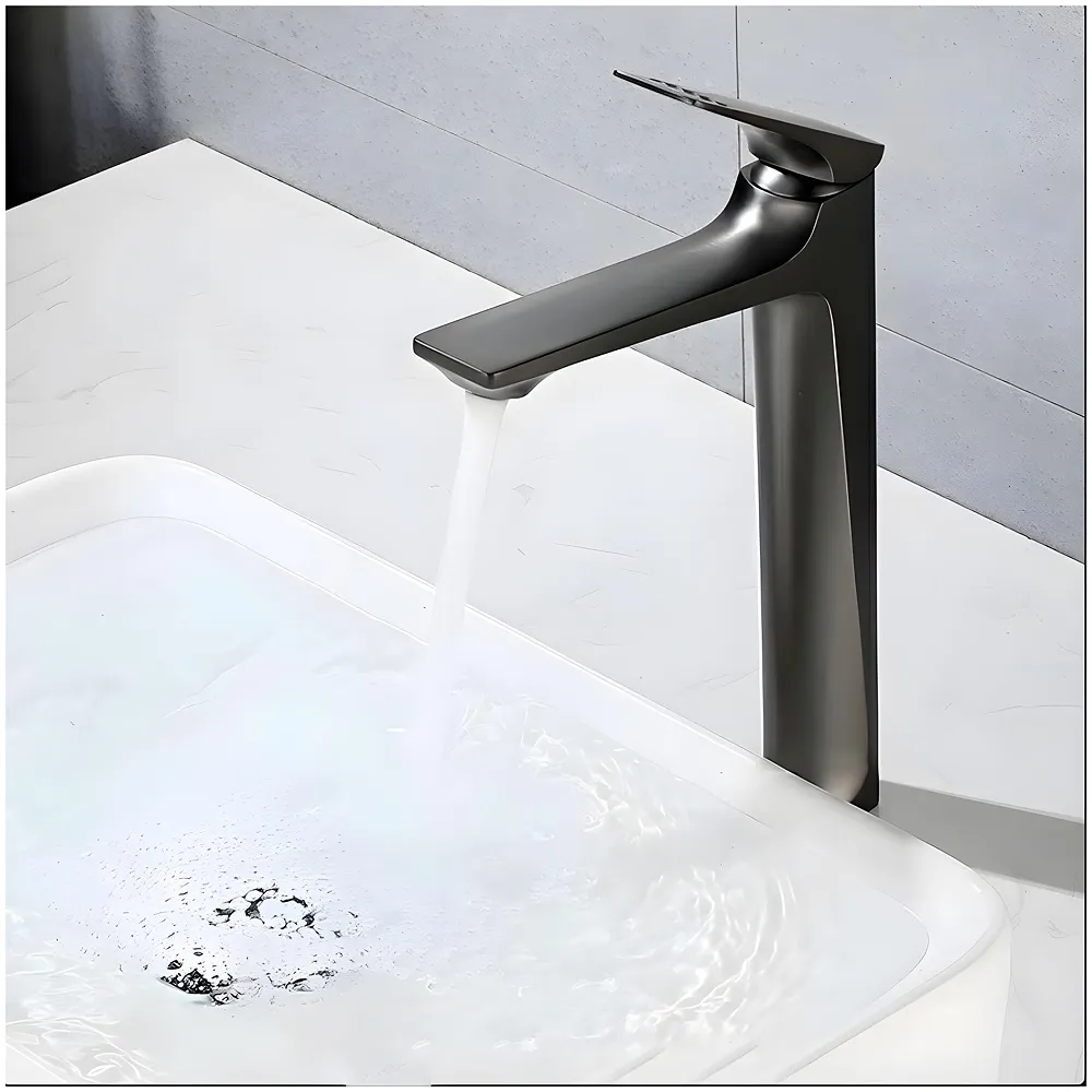 Black Tall Faucet Tap Mixer Hot and Cold Water Heavy Single Lever Basin Mixer with Ceramic Cartridge for Bathroom Wash Basins - 30 Cm x 20 Cm Black - Premium