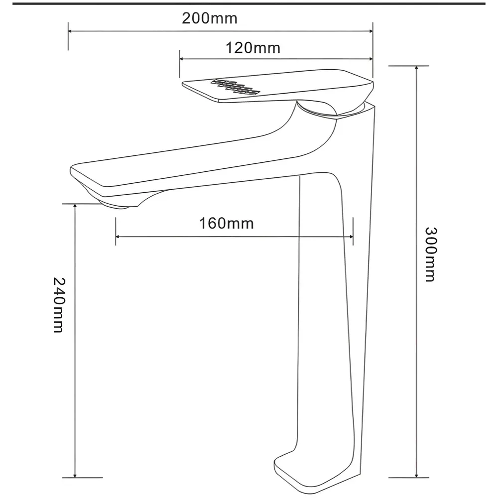 Tall Black Faucet Tap Mixer Hot and Cold Water Heavy Single Lever Basin Mixer with Ceramic Cartridge for Bathroom Wash Basins - 30 Cm x 20 Cm Black - 4