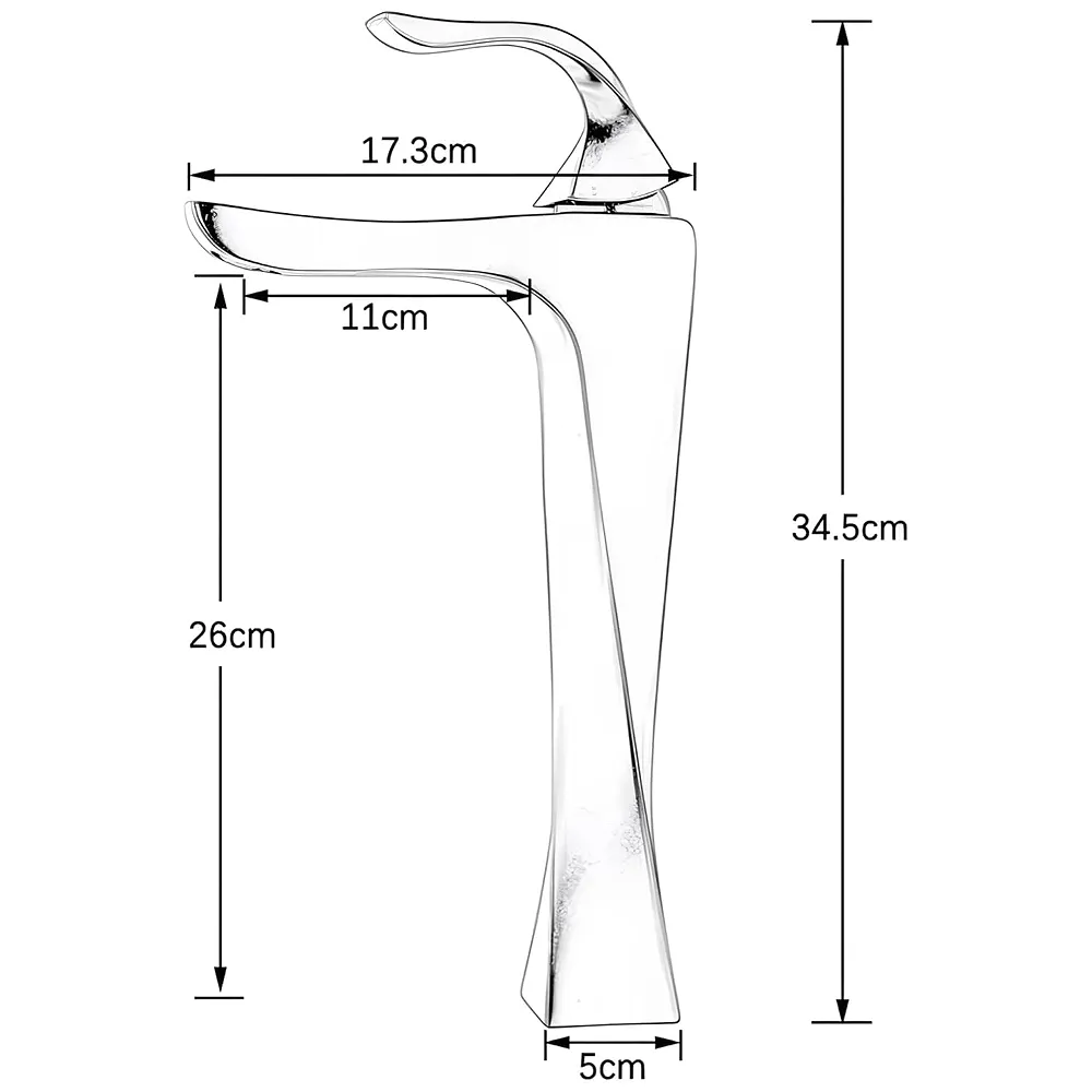 Twist Gold Faucet Tap Mixer Hot and Cold Water Heavy Single Lever Basin Mixer 12 inches with Connector Pipes and Ceramic Cartridge for Bathroom Wash Basins - 30cm x 17 cm Golden