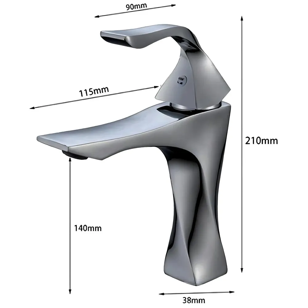 Grey Dark Faucet Tap Mixer Hot and Cold Water Heavy Single Lever Basin Mixer 7 inches with Connector Pipes and Ceramic Cartridge for Bathroom Wash Basins - 22cm x 17cm Grey Twist