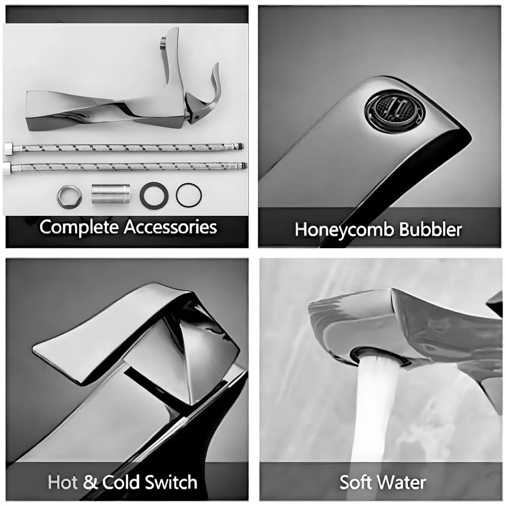 Twist Grey Faucet Tap Mixer Hot and Cold Water Heavy Single Lever Basin Mixer 12 inches with Connector Pipes and Ceramic Cartridge for Bathroom Wash Basins - 30cm x 17 cm Dark Grey