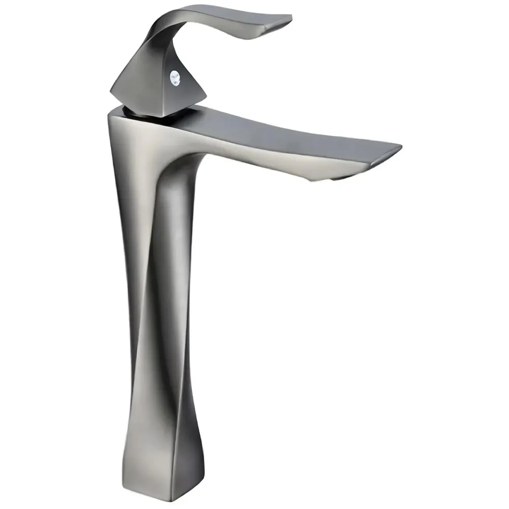 Twist Grey Faucet Tap Mixer Hot and Cold Water Heavy Single Lever Basin Mixer 12 inches with Connector Pipes and Ceramic Cartridge for Bathroom Wash Basins - 30cm x 17 cm Dark Grey