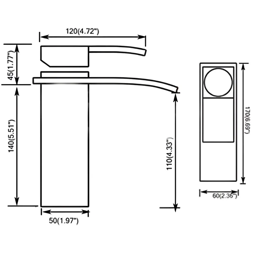 Antique Brown Waterfall Faucet Waterfall Single Lever Basin Mixer Waterfall, SS Material, for Bathroom Washbasin Toilet 7 Inches Height