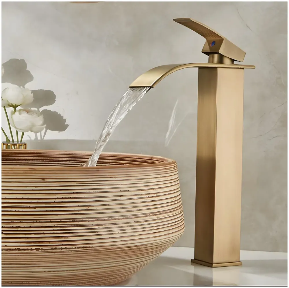 Antique Brown Tall Waterfall Faucet Waterfall Single Lever Basin Mixer Waterfall Tall Black, SS Material, for Bathroom Washbasins Toilets 12 Inches Height