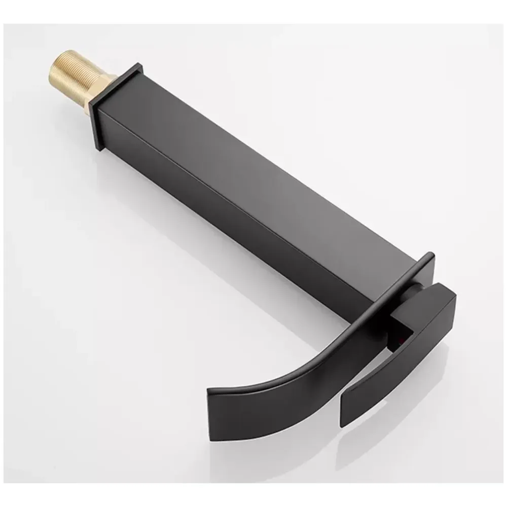 Stainless Steel Waterfall Black Basin Tap Faucet Mixer for Bathroom Toilet Wash Basins Hot and Cold Water, SS Material, Matt Black Colour 12 Inches Height