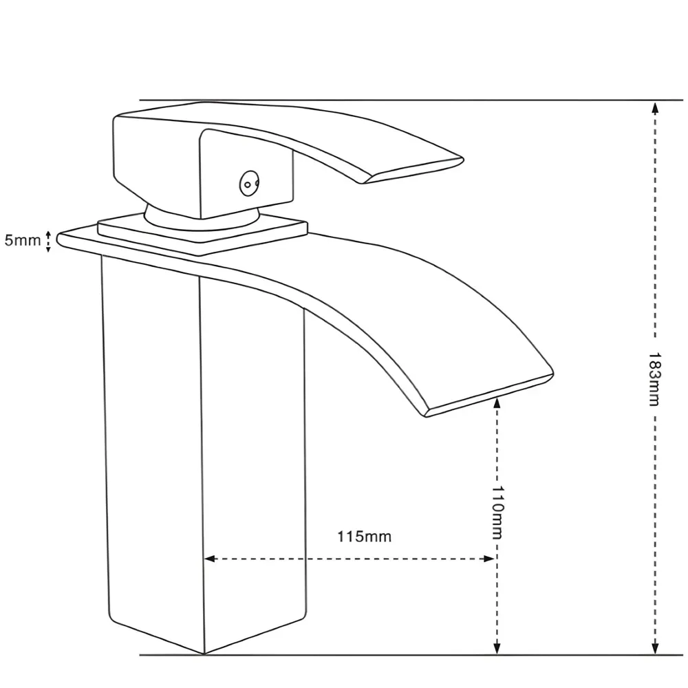 Gold Waterfall Basin Mixer Hot and Cold Water Golden Colour Faucet Tap Basin Mounted for Bathroom Toilets Washbasins, 7 Inch Tall. - 8