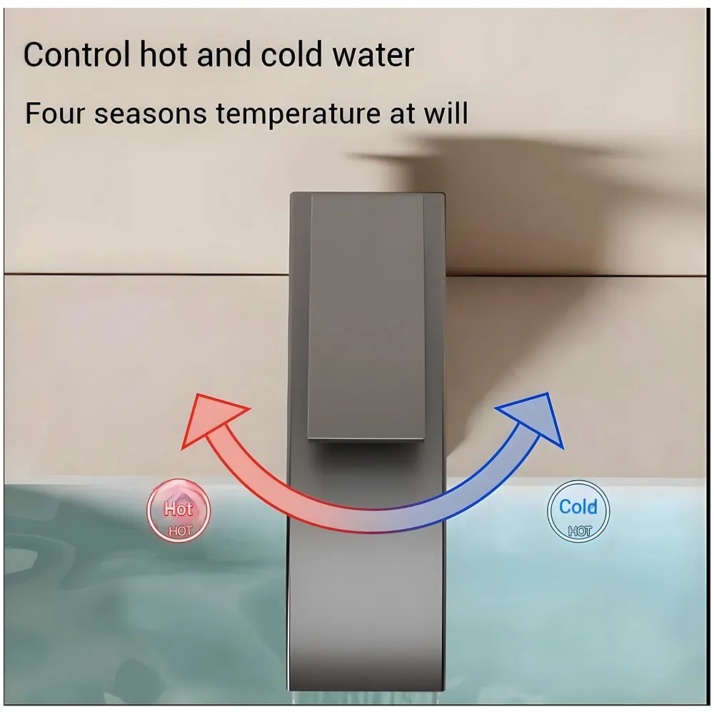 Dark Grey Small Waterfall Faucet Waterfall Single Lever Basin Mixer Waterfall Short Black, SS Material, for Bathroom Washbasins Toilets 7 Inches Height.