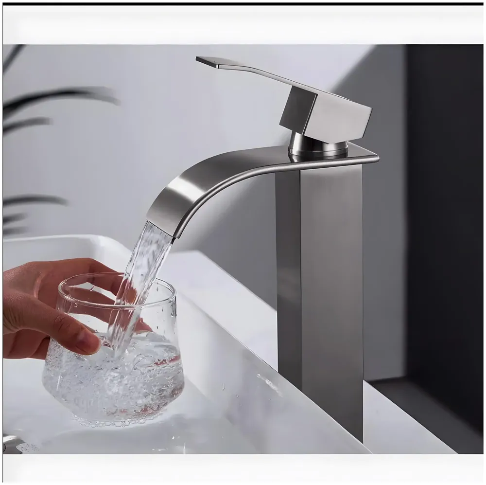 Dark Grey Tall Waterfall Faucet Waterfall Single Lever Basin Mixer Waterfall Tall Black, SS Material, for Bathroom Washbasins Toilets 12 Inches Height - 4