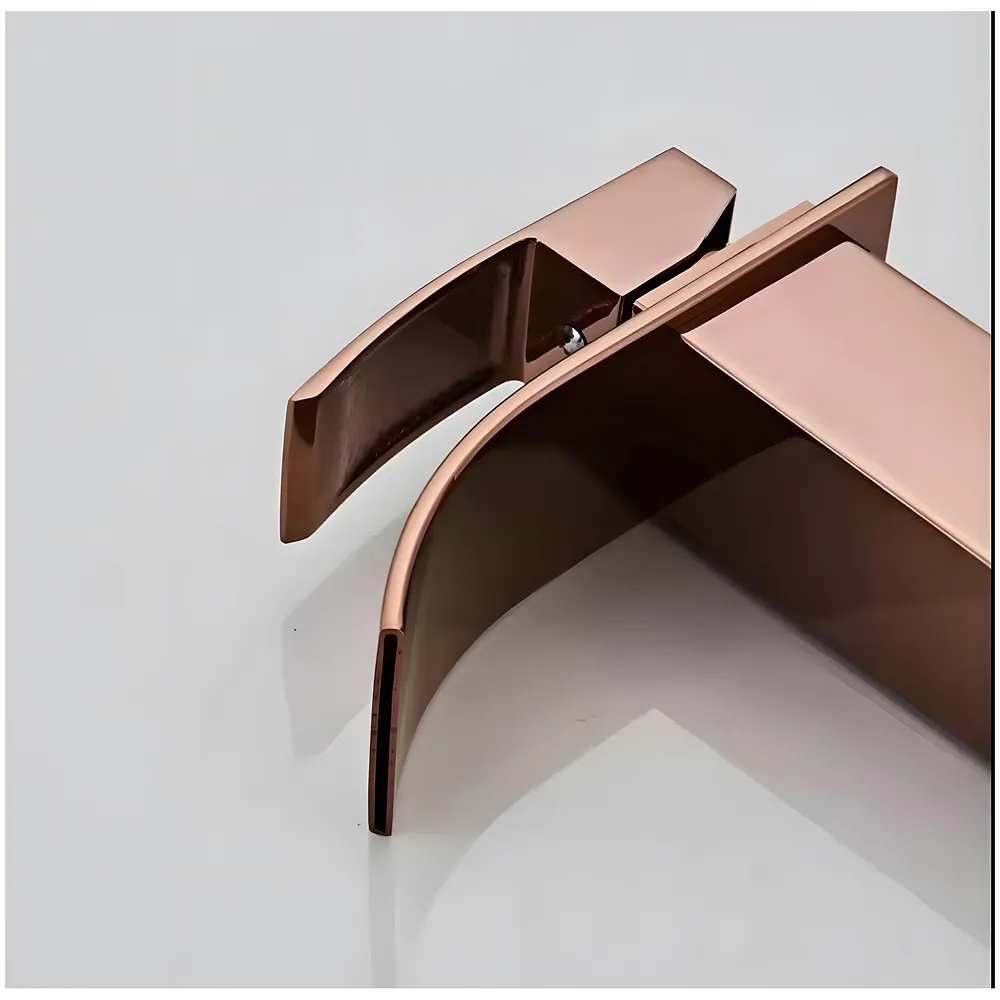 Rose Gold Tall Waterfall Faucet Waterfall Single Lever Basin Mixer Midnight Waterfall Small Black, SS Material, 7 Inches Height Rosey Premium