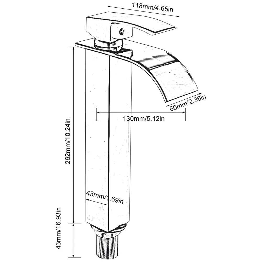 Rose Gold Tall Waterfall Faucet Waterfall Single Lever Basin Mixer Rosegold Waterfall Tall, SS Material, 12 Inches Height Rosey