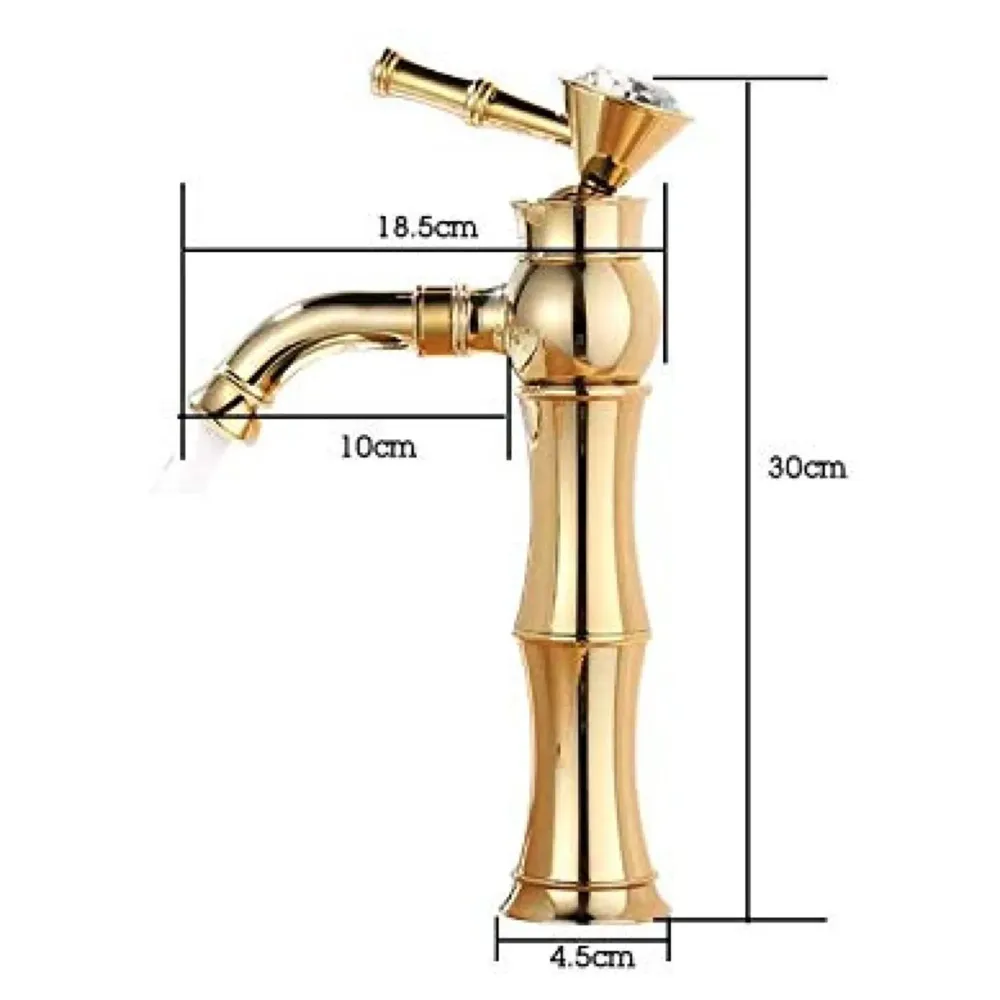 Gold Basin Faucet Tap Mixer for Bathroom Toilet Wash Basins Hot and Cold Water (Without pop-up) (Victorian Gold) 12 inches Height Golden Colour.