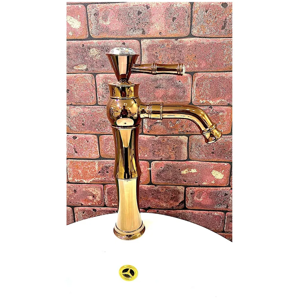 Heavy Single Lever Basin Mixer ~ with 2 Braided Connection Pipes 450mm (Victorian Rose Gold)