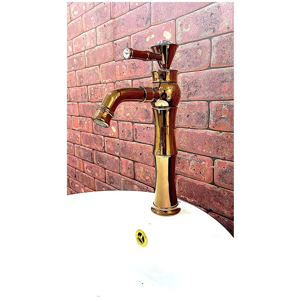 Rose Gold Basin Tap Faucet Mixer for Bathroom Toilet Wash Basins Hot and Cold Water (Without pop-up) (Victorian Rose Gold) 12 Inches Height