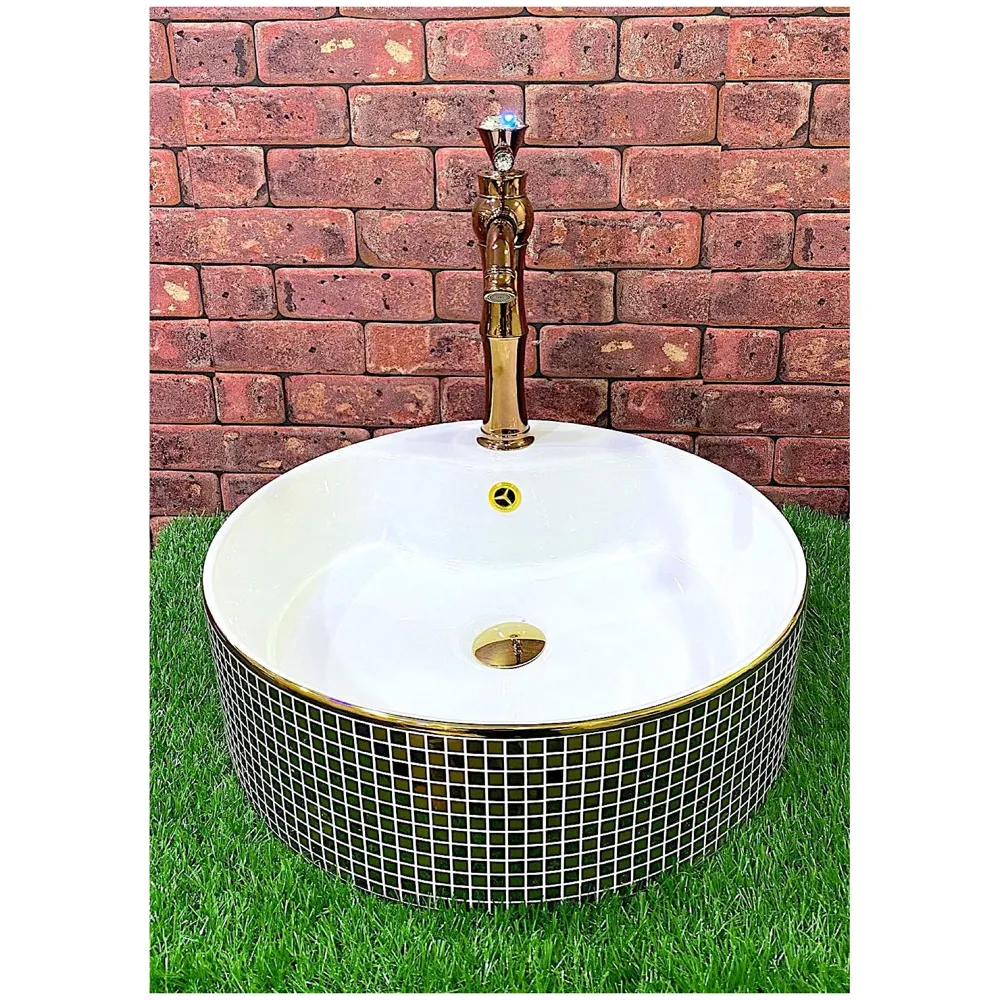 Rose Gold Basin Tap Faucet Mixer for Bathroom Toilet Wash Basins Hot and Cold Water (Without pop-up) (Victorian Rose Gold) 12 Inches Height