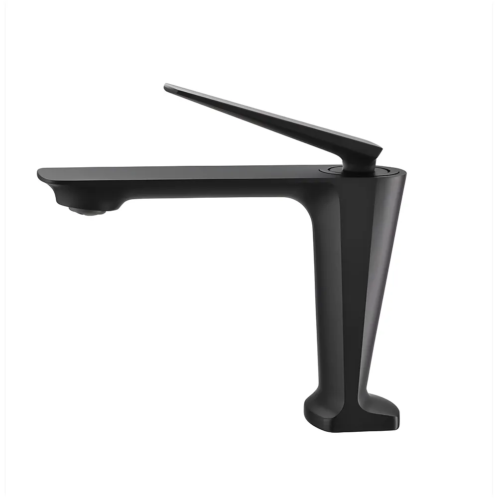 Black Faucet Tap Mixer Hot and Cold Water Heavy Single Lever Basin Mixer with Ceramic Cartridge for Bathroom Wash Basins - 15 cm x 17cm - Matt Black Premium