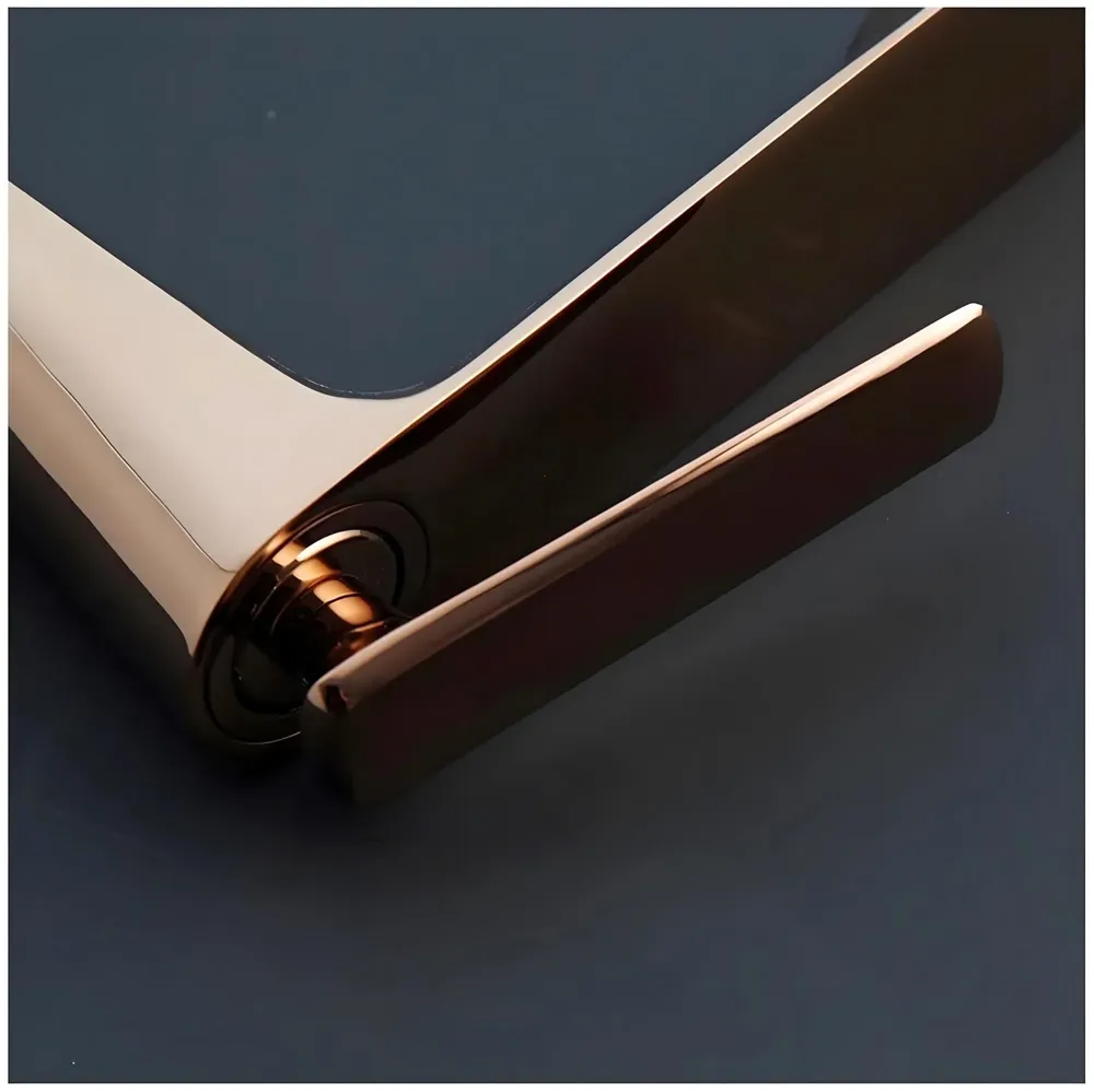 Rose Gold Faucet Tap Mixer Hot and Cold Water Heavy Single Lever Basin Mixer with Ceramic Cartridge for Bathroom Wash Basins - 15 cm x 17cm - Rose Gold