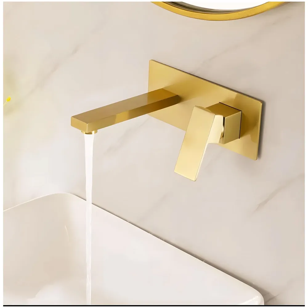 Gold Wall Mixer with Concealed Parts Hot and Cold Basin Tap Faucet Sink Mixer Black Colour Wall tap Mixer wall Mount Brass