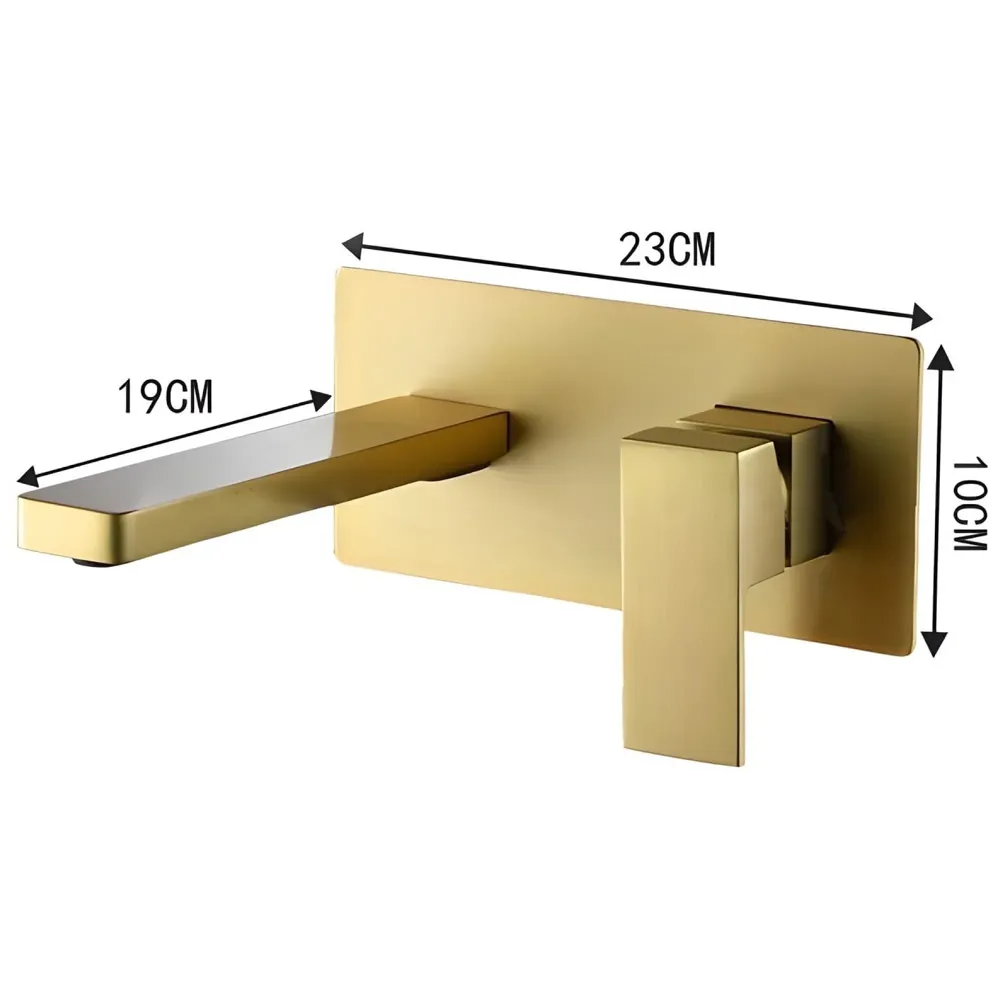 Gold Wall Mixer with Concealed Parts Hot and Cold Basin Tap Faucet Sink Mixer Black Colour Wall tap Mixer wall Mount Brass