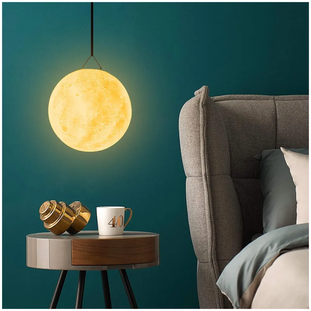 Upgraded Award Winning Moon Lamp Moon Light Touch Control Brightness 5.9 Inch 3D Printing Glowing Lunar Lamp Night Light with Stand USB Rechargeable Dimmable 3 Colours - 5