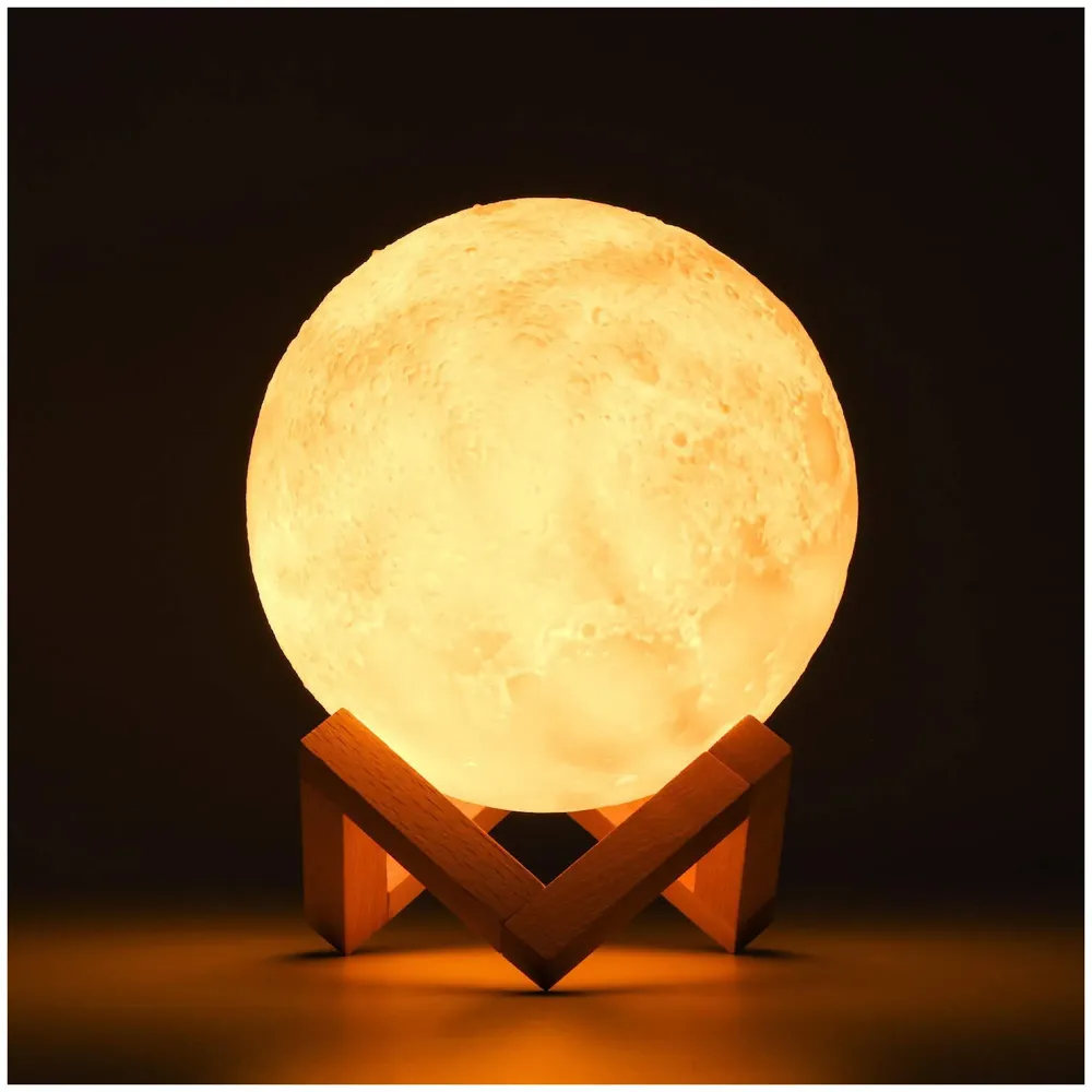 Upgraded Award Winning Moon Lamp Moon Light Touch Control Brightness 5.9 Inch 3D Printing Glowing Lunar Lamp Night Light with Stand USB Rechargeable Dimmable 3 Colours - 7