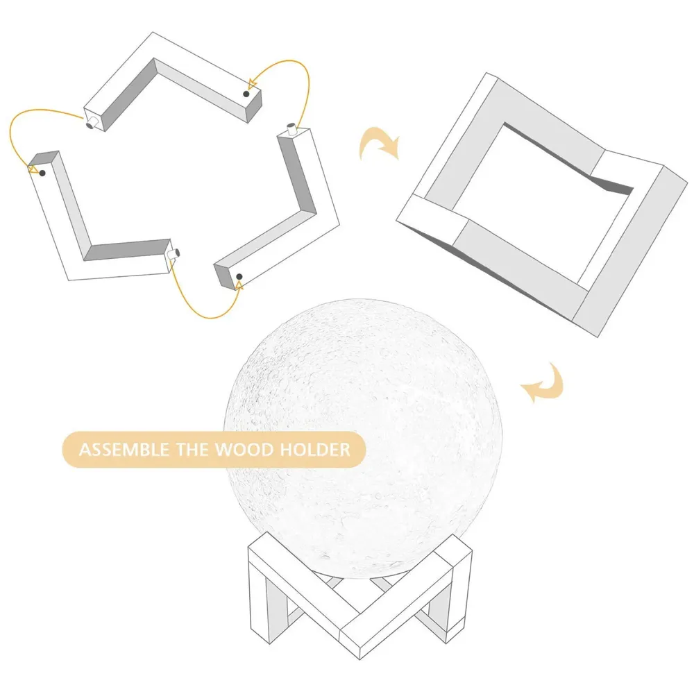 Upgraded Award Winning Moon Lamp Moon Light Touch Control Brightness 5.9 Inch 3D Printing Glowing Lunar Lamp Night Light with Stand USB Rechargeable Dimmable 3 Colours - 9