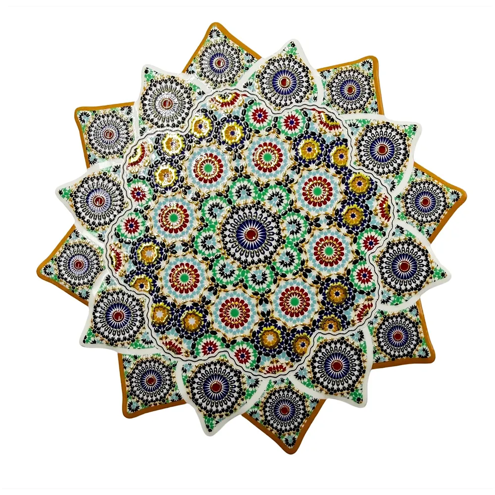 Set of 6 Star Moroccan Ceramic Coasters UV Printed Cork 4.5 inch