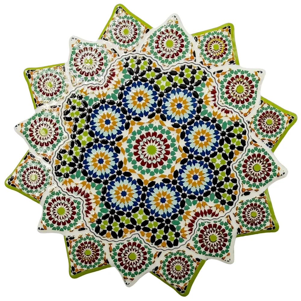 Set of 6 Star Moroccan Ceramic Coasters UV Printed Cork 4.5 inch