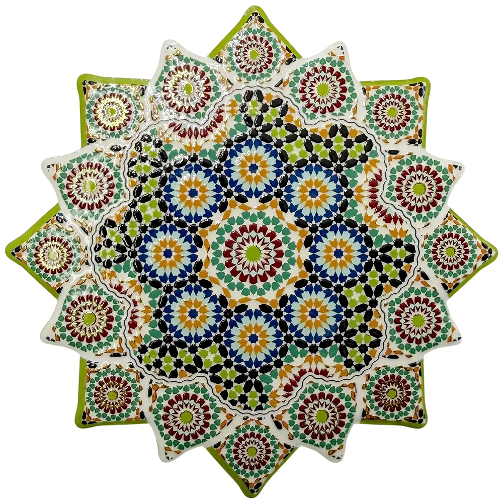 Set of 6 Star Moroccan Ceramic Coasters UV Printed Cork 4.5 inch