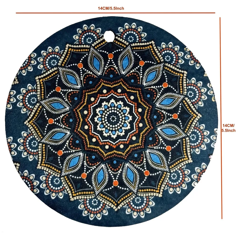 6 Pcs Moroccan Design PVC Flexible Coasters for Table Decor, Set of 6 Printed Flower Shaped Base for Anti-Skid | Gift for Housewarming Room Bar Decor (5.5 inches) Dark Green - 2