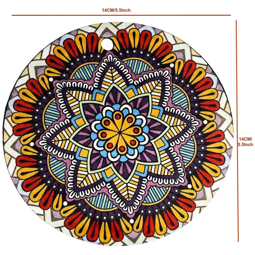 6 Pcs Moroccan Design PVC Flexible Coasters for Table Decor, Set of 6 Printed Flower Shaped Base for Anti-Skid | Gift for Housewarming Room Bar Decor (5.5 inches) Red - 2