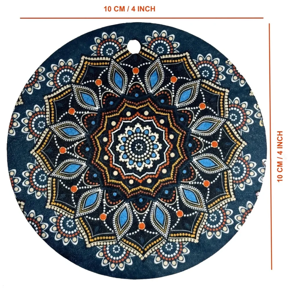 6 Pcs Moroccan Design PVC Flexible Coasters for Table Decor, Set of 6 Printed Flower Shaped Base for Anti-Skid | Gift for Housewarming Room Bar Decor (4 inches) Dark Green Small - 2