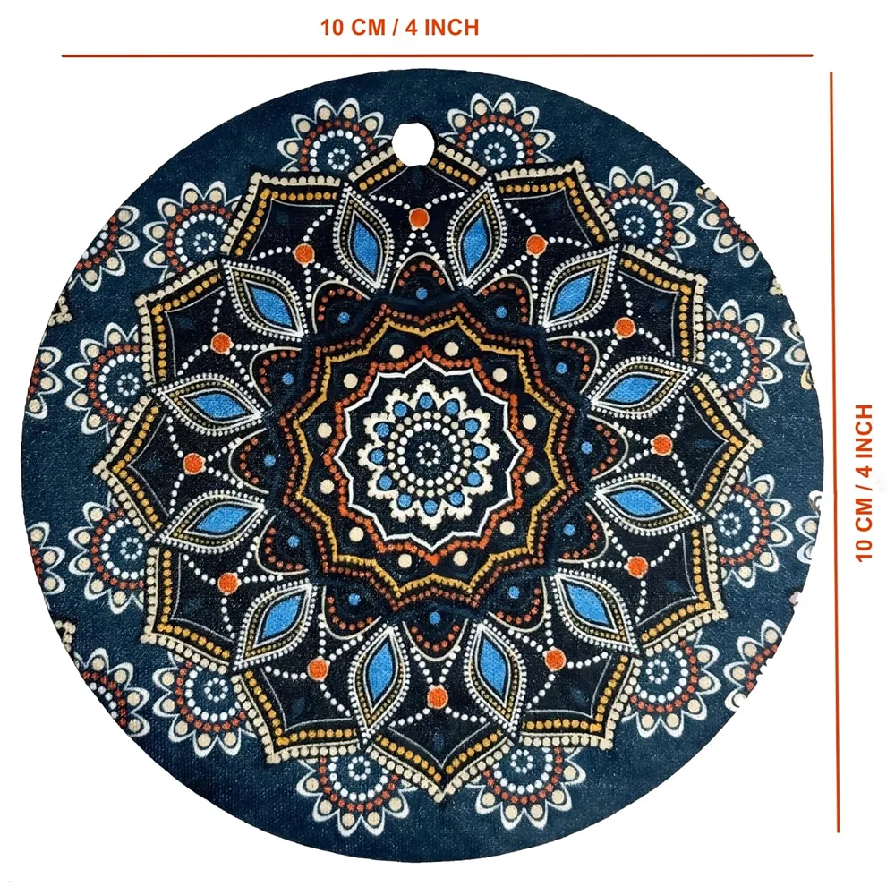6 Pcs Moroccan Design PVC Flexible Coasters for Table Decor, Set of 6 Printed Flower Shaped Base for Anti-Skid | Gift for Housewarming Room Bar Decor (4 inches) Dark Green Small