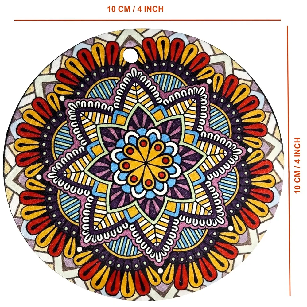 6 Pcs Moroccan Design PVC Flexible Coasters for Table Decor, Set of 6 Printed Flower Shaped Base for Anti-Skid | Gift for Housewarming Room Bar Decor (4 inches) Red Small