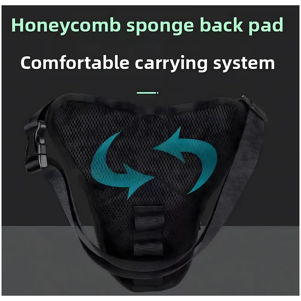 Waterproof Motorcycle Leg Bag | Hard Shell Carbon Texture | 4-Way Wear Leg Crossbody Chest Shoulder | Double Layer Storage | Honeycomb Pad | Men Women