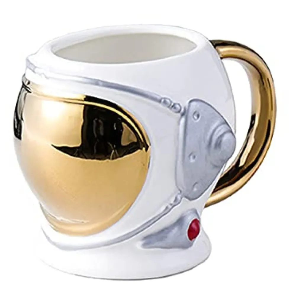 Astronaut Helmet 3D Mug Ceramic Sculpted Coffee Mug 3D Gold