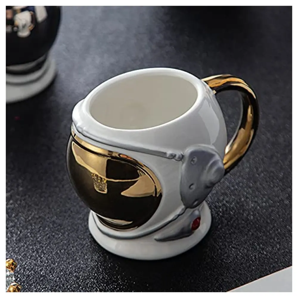 Astronaut Helmet 3D Mug Ceramic Sculpted Coffee Mug 3D Gold - 2