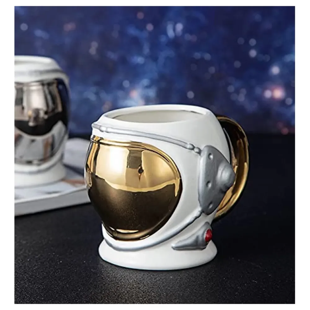 Astronaut Helmet 3D Mug Ceramic Sculpted Coffee Mug 3D Gold - 3
