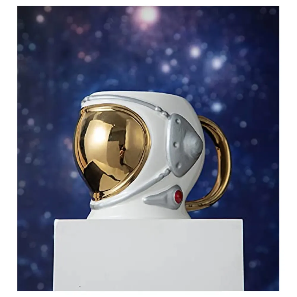 Astronaut Helmet 3D Mug Ceramic Sculpted Coffee Mug 3D Gold - 4