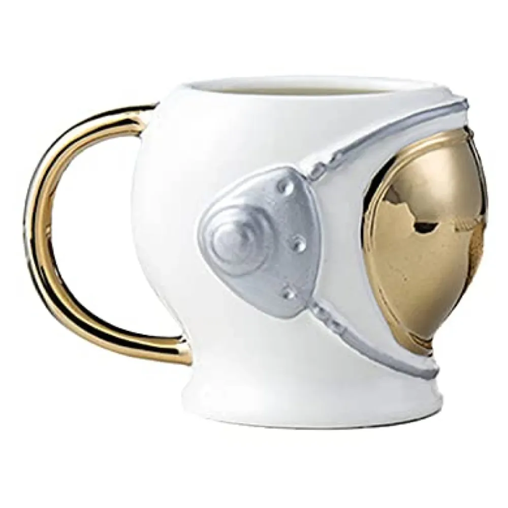 Astronaut Helmet 3D Mug Ceramic Sculpted Coffee Mug 3D Gold - 6