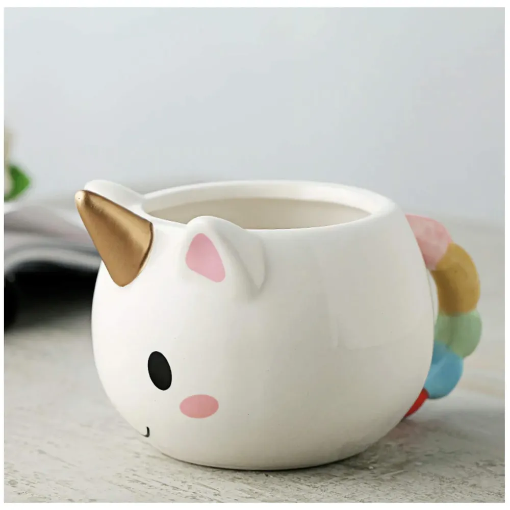 Unicorn Mug 3D Creative Art Coffee Mug Ceramic Milk Cups Travel Mug, Quality Ceramic Mug Gift for Kids, Adults (Unicorn Round)