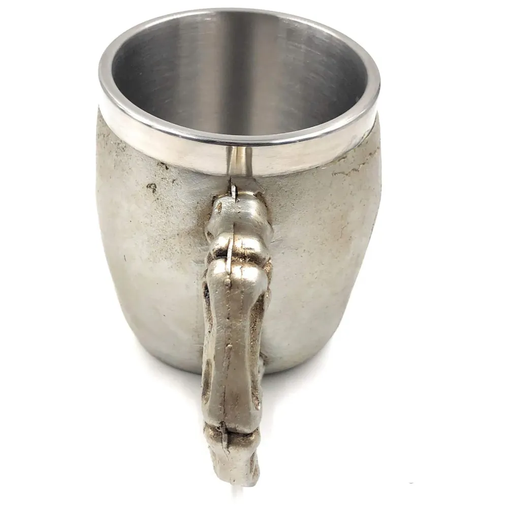 3D Skull Mug Stainless Steel 301-400ml Coffee Tea Cup (Smiling Silver)