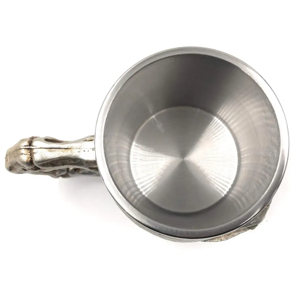 3D Skull Mug Stainless Steel 301-400ml Coffee Tea Cup (Smiling Silver)