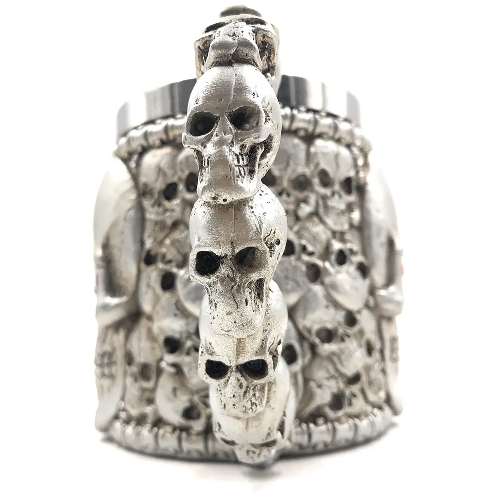3D Skull Mug Stainless Steel 301-400ml Coffee Tea Cup (Red Eyes Silver)