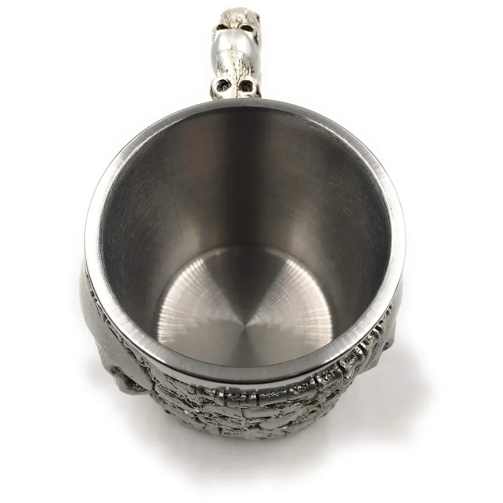 3D Skull Mug Stainless Steel 301-400ml Coffee Tea Cup (Red Eyes Silver)