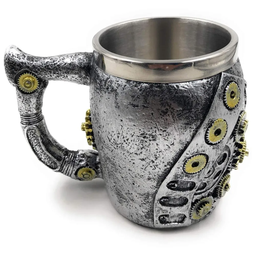 3D Skull Mug Stainless Steel 301-400ml Coffee Tea Cup (Gears)